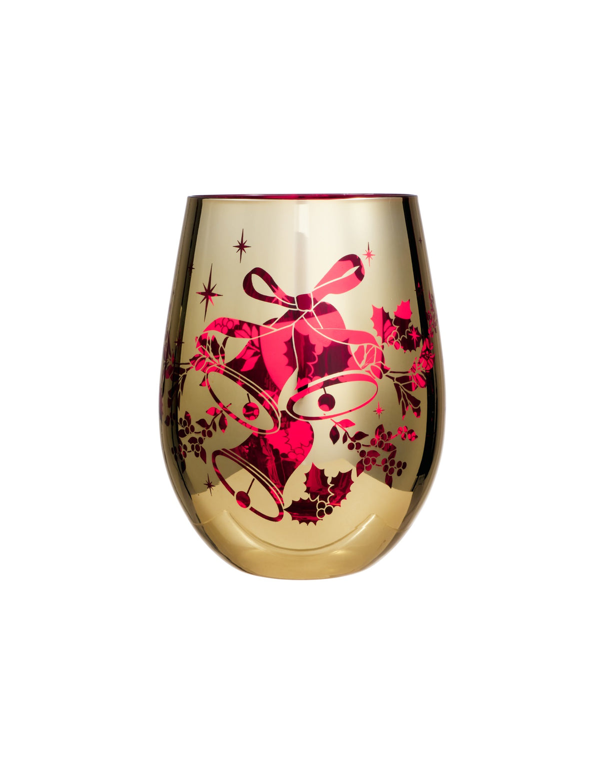 Maxwell & Williams  White Christmas 2026 Stemless Glass 550ml Set of 2 Gift Boxed in Red/Gold