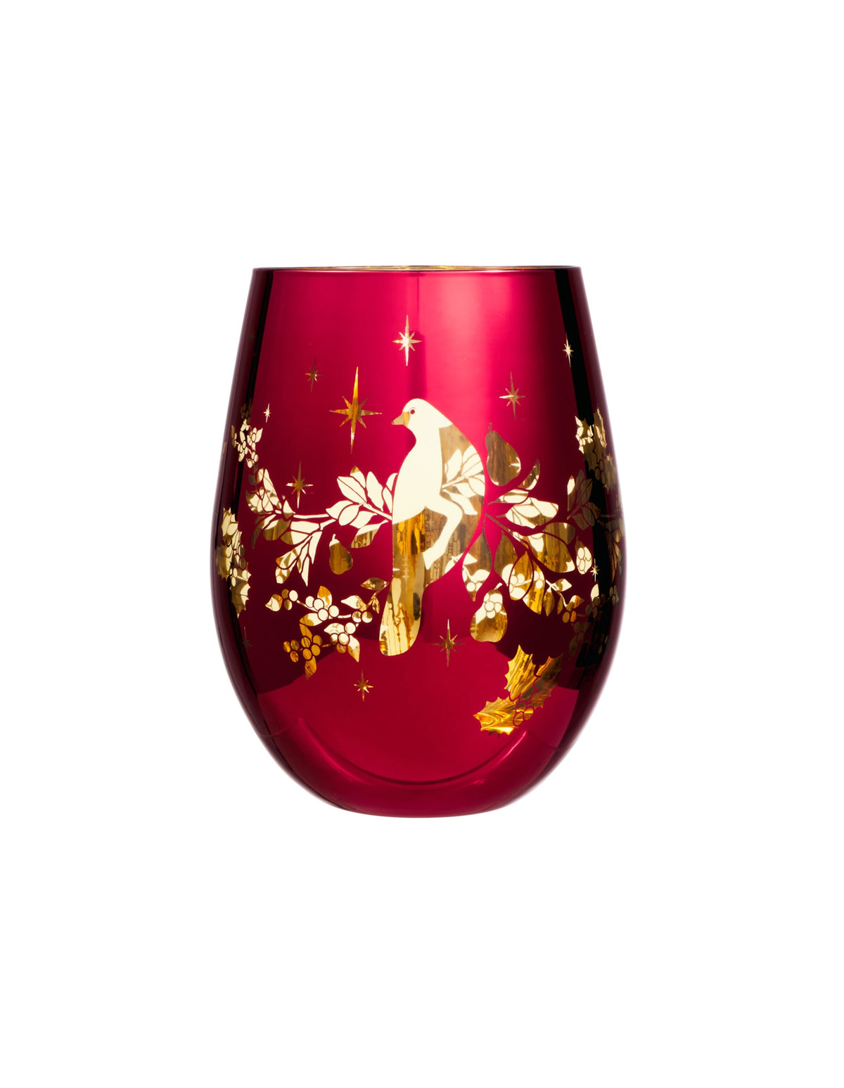 Maxwell & Williams  White Christmas 2026 Stemless Glass 550ml Set of 2 Gift Boxed in Red/Gold