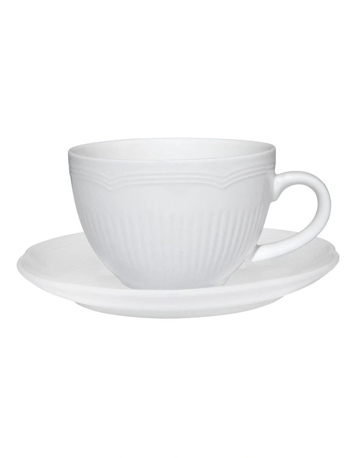Maxwell & Williams White Basics Rococo Cup & Saucer 240ml in White