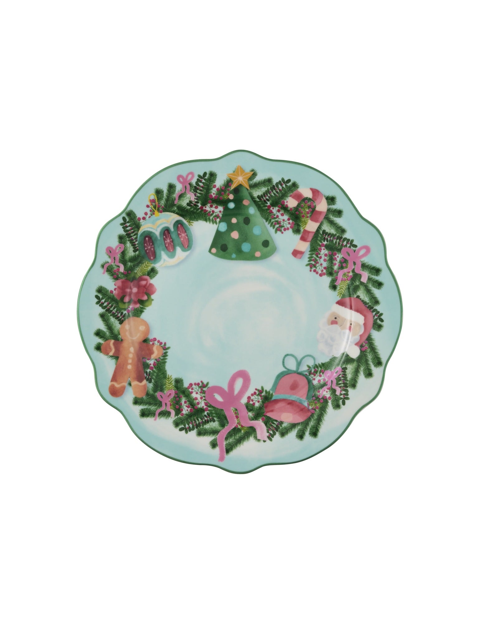 Maxwell & Williams Tis The Season Scallop Rim Plate 20cm Green Gift Boxed
