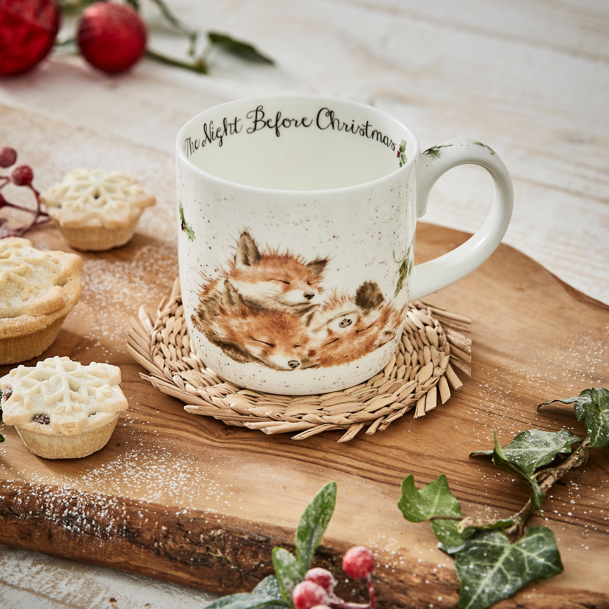 Royal Worcester Wrendale Designs - 0.31L/11Fl.oz Foxes Mug Night Before Christmas