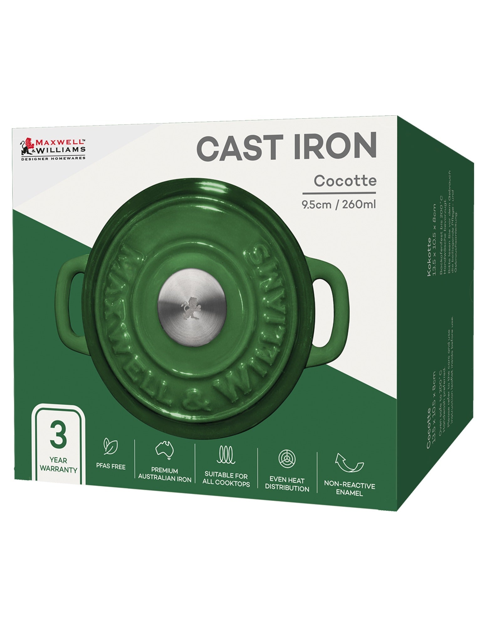 Maxwell & Williams Cast Iron Cocotte English Racing Green 9.5cm / 260ML Gift Boxed