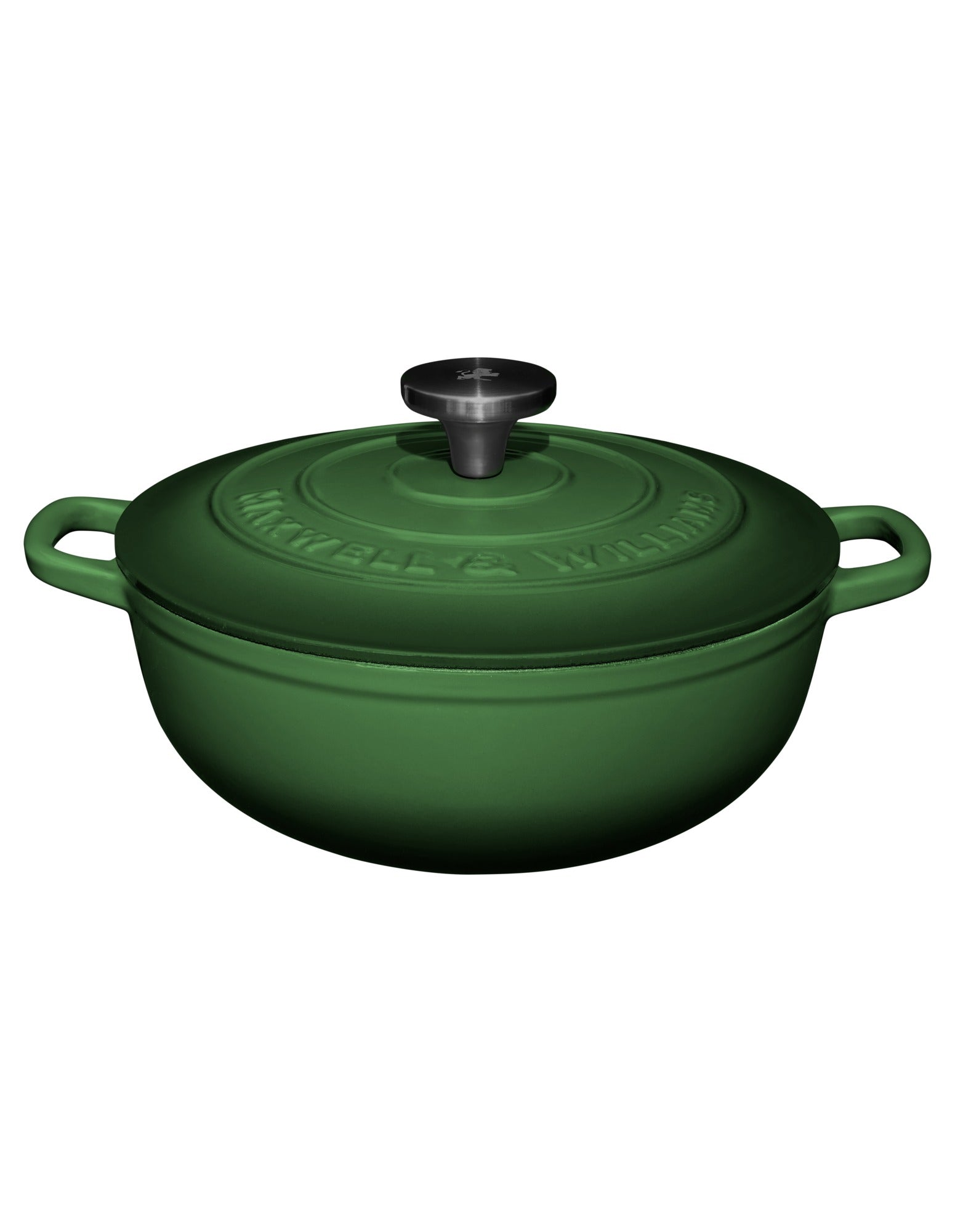 Maxwell & Williams Cast Iron Round Casserole English Racing Green 24cm / 3.3L Gift Boxed