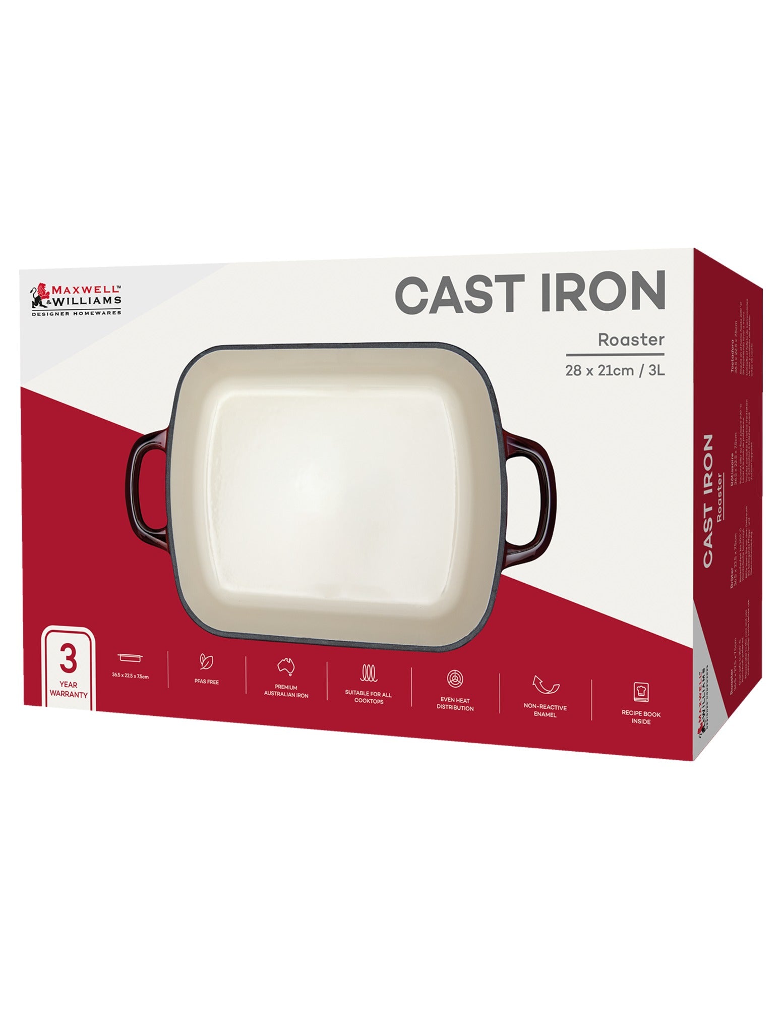 Maxwell & Williams Cast Iron Roaster Merlot 28x21cm / 3L Gift Boxed