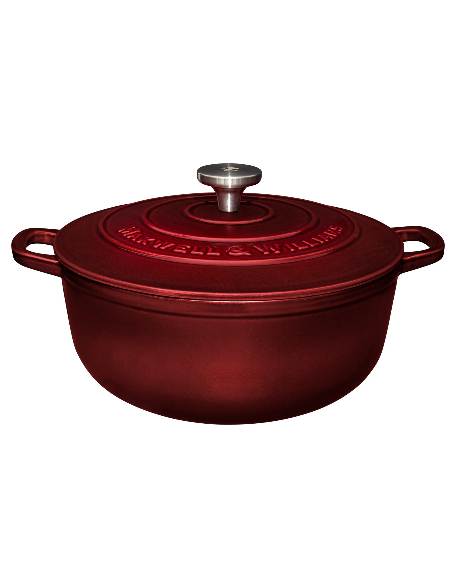 Maxwell & Williams Cast Iron Round Casserole Merlot 28cm / 6.2L Gift Boxed