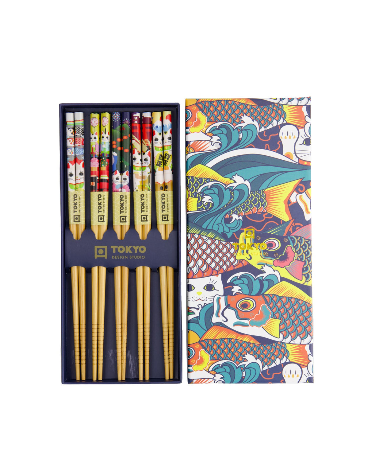 Tokyo Design Studio  Chopstick Giftset 5pc Lucky & Koinobori Gift Boxed