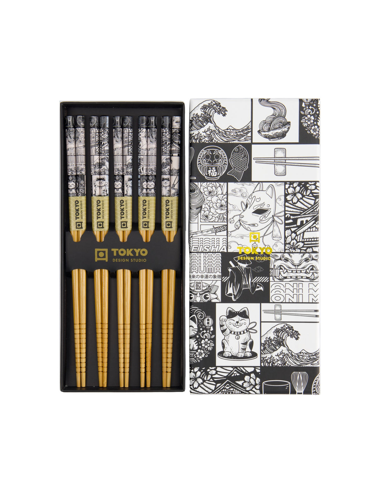 Tokyo Design Studio  Chopstick Giftset 5pc Tokyo Fan Gift Boxed