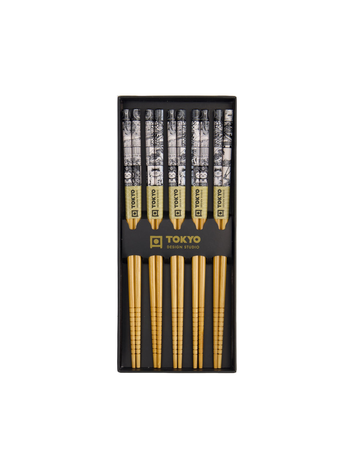 Tokyo Design Studio  Chopstick Giftset 5pc Tokyo Fan Gift Boxed