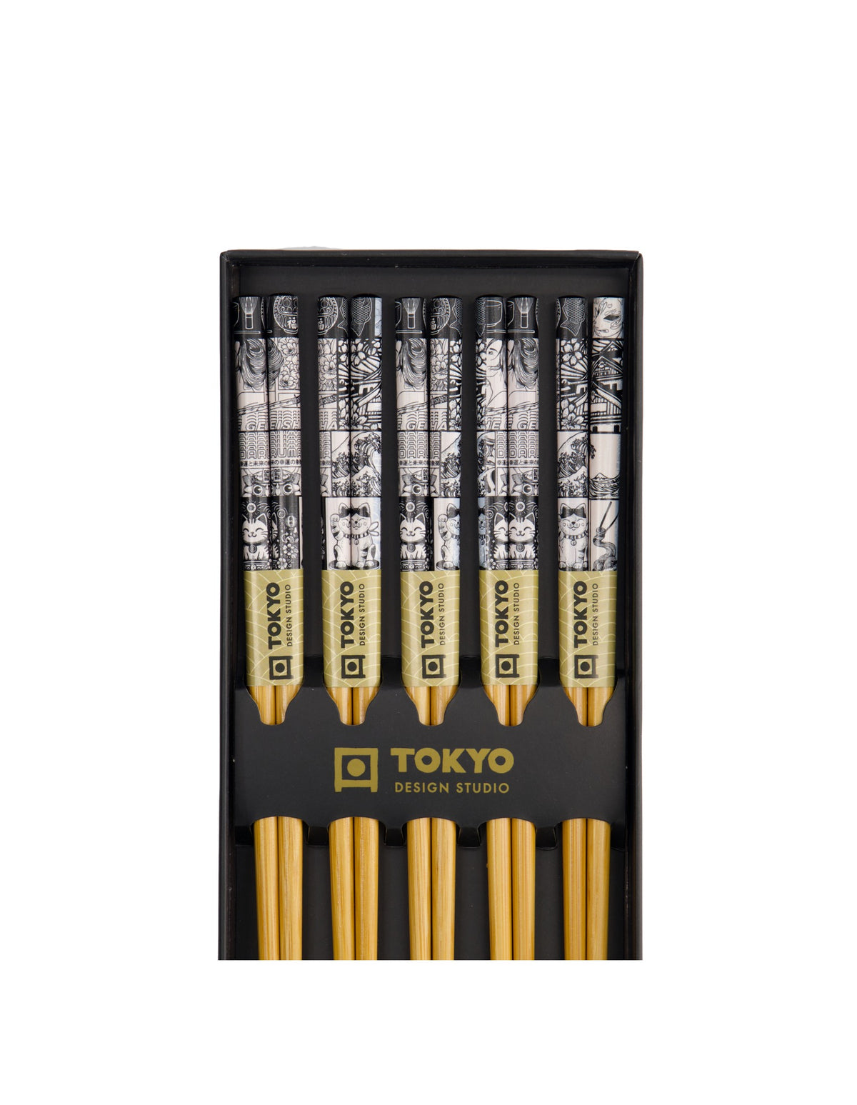 Tokyo Design Studio  Chopstick Giftset 5pc Tokyo Fan Gift Boxed