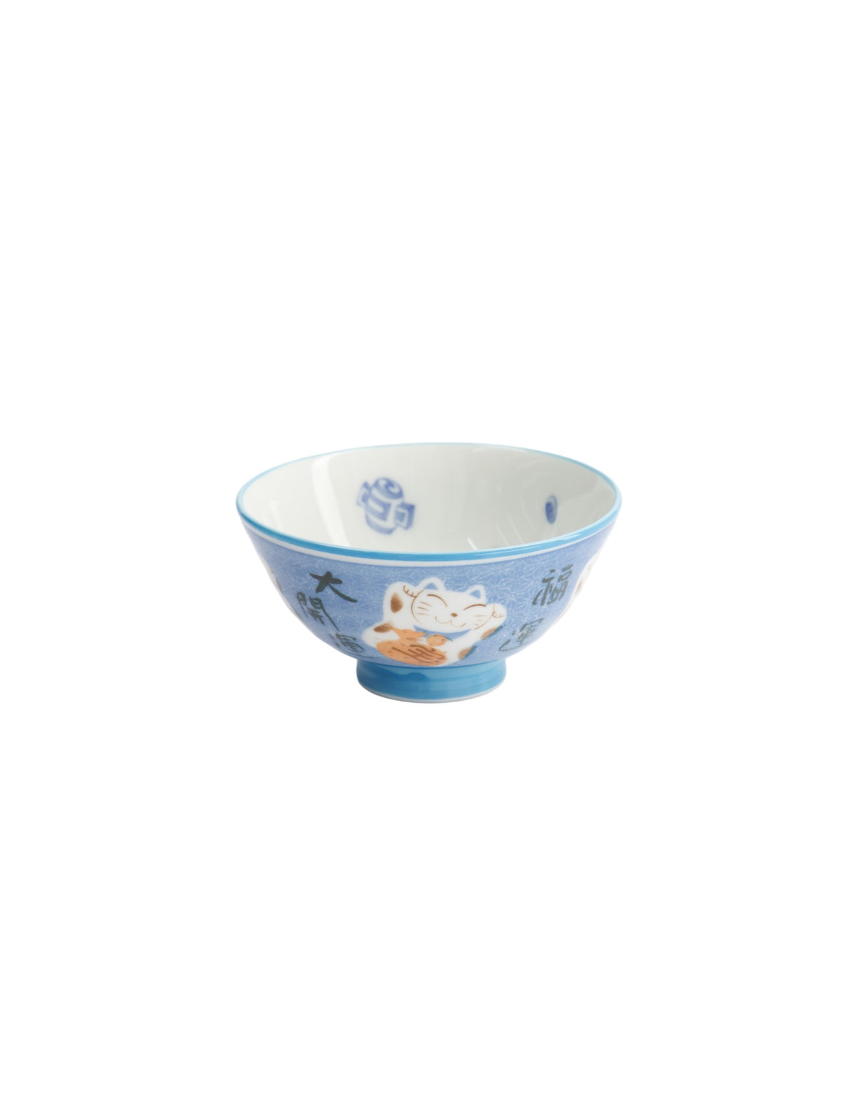 Tokyo Design Studio  Kawaii Rice Bowl 11.5x6cm Cat Neko Fortune Blue