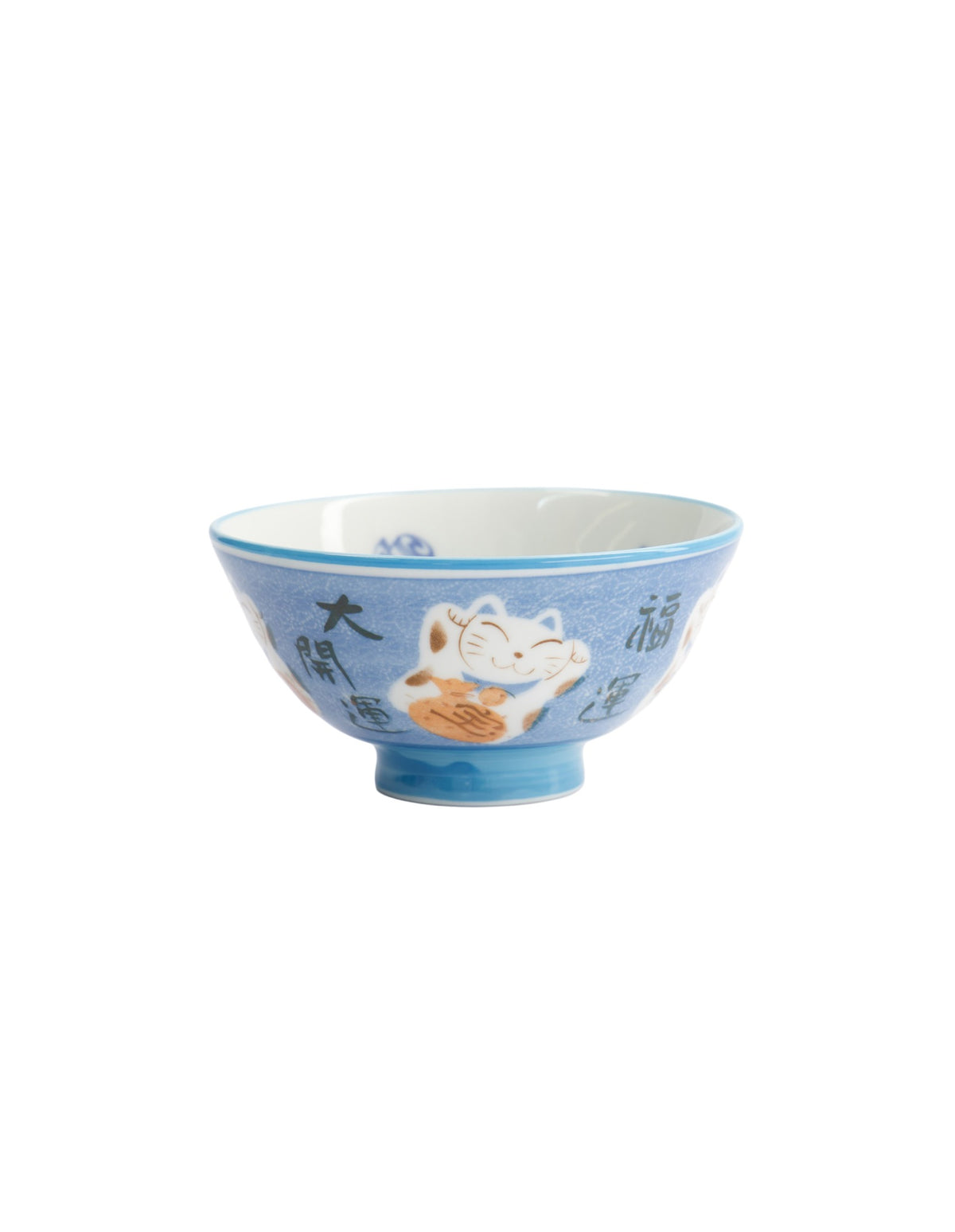 Tokyo Design Studio  Kawaii Rice Bowl 11.5x6cm Cat Neko Fortune Blue