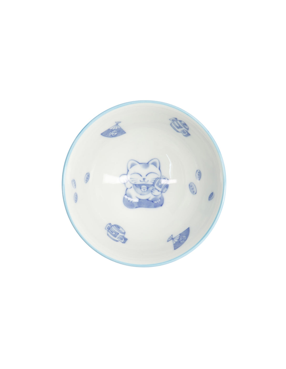Tokyo Design Studio  Kawaii Rice Bowl 11.5x6cm Cat Neko Fortune Blue