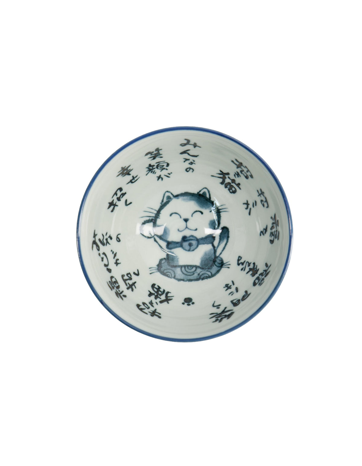 Tokyo Design Studio  Kawaii Rice Bowl 11.5x6cm Cat Neko Blessed Blue