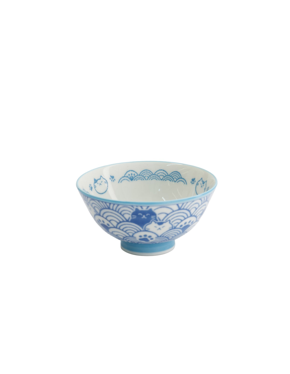 Tokyo Design Studio  Kawaii Rice Bowl 11.5x6cm Cat Neko Nami Light Blue