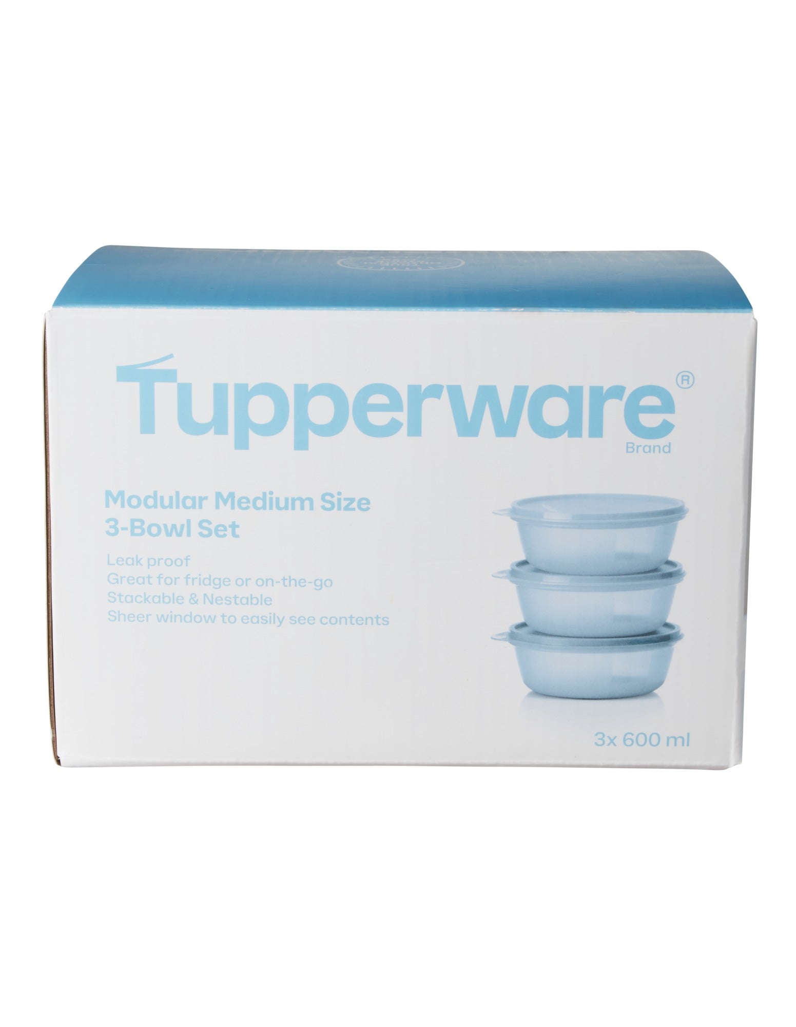 Tupperware Modular Medium Size Bowl Set of 3 600ML Blue Gift Boxed