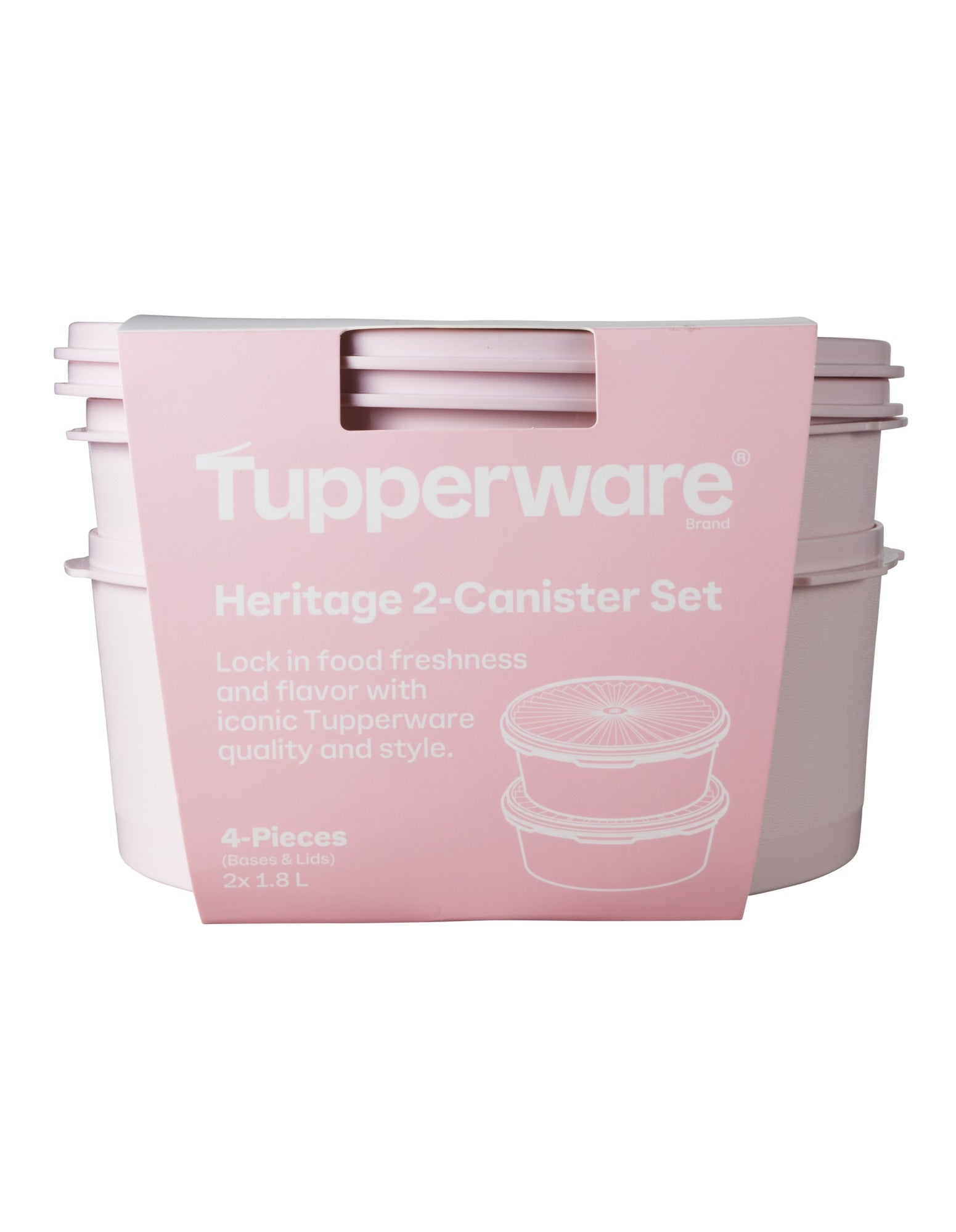 Tupperware Heritage Canister Set of 2 1.8L Pink