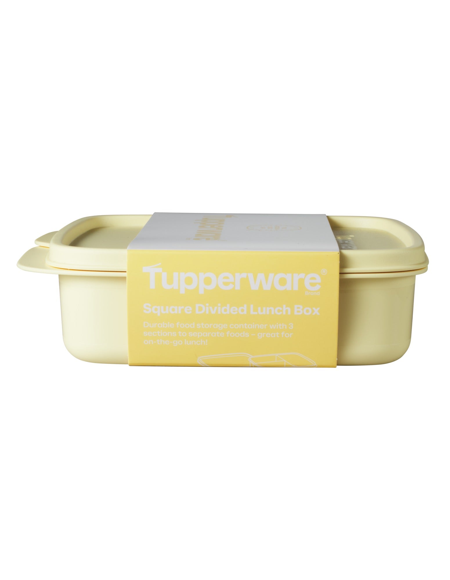 Tupperware Divided Square Lunch Box 550ML Yellow