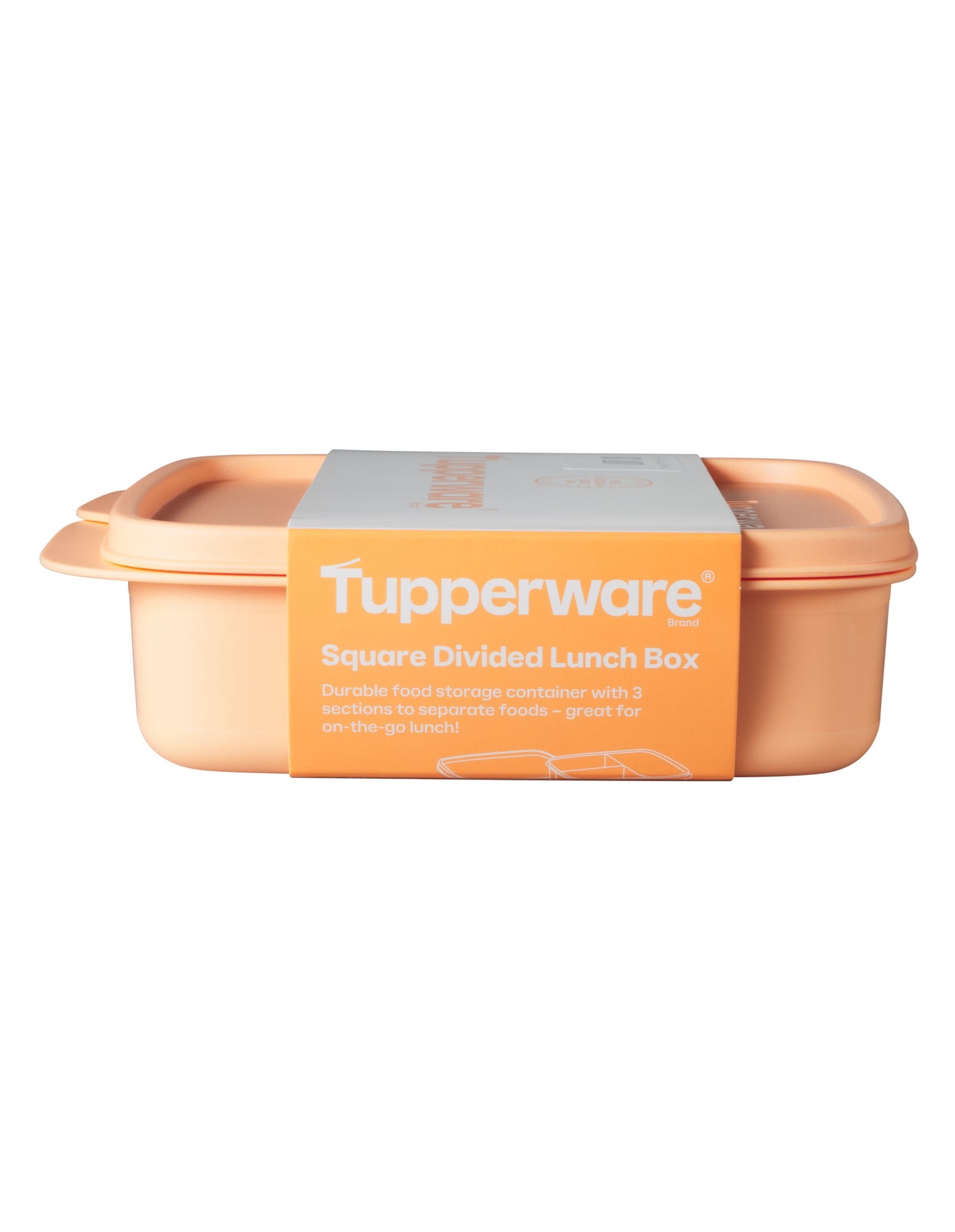 Tupperware Divided Square Lunch Box 550ML Orange