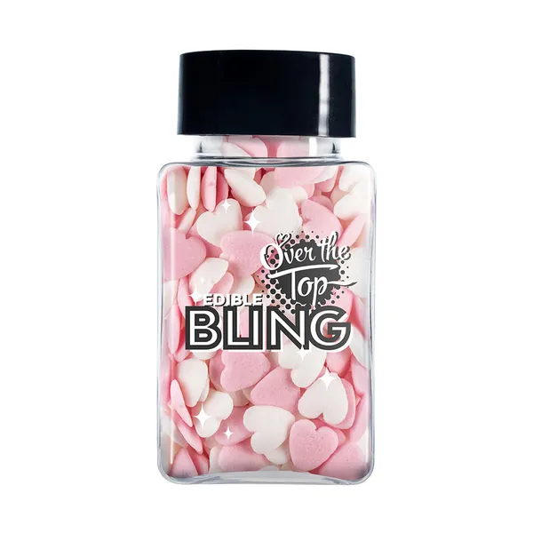 Over The Top Edible Bling Love Hearts - Mixed White & Pink 55g
