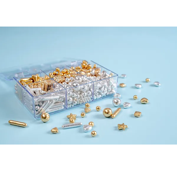 Over The Top Edible Bling Metallic Bento Box Gold & Silver Sprinkles Mix 120g