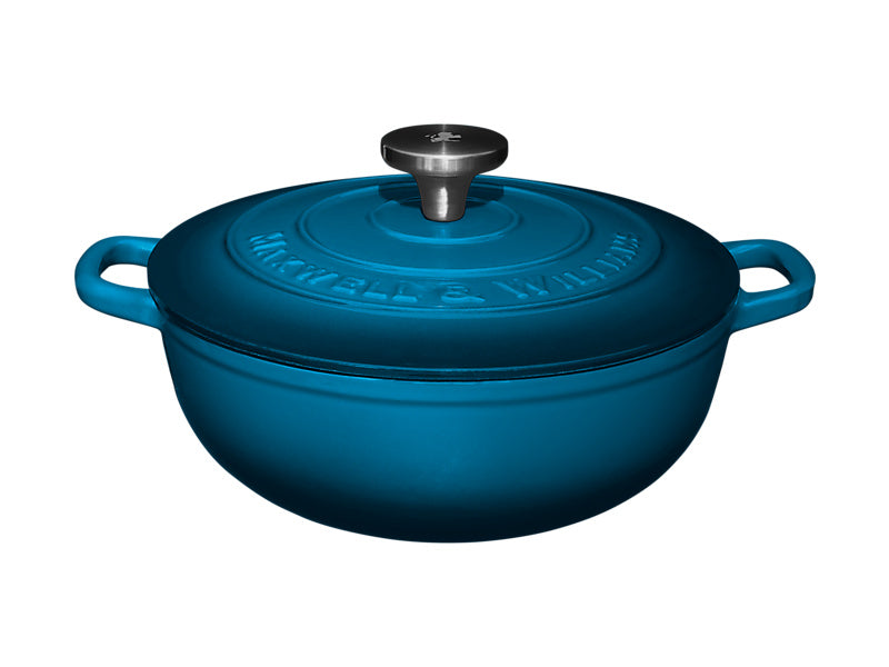 Maxwell & Williams Cast Iron Round Casserole Midnight Blue 24cm / 3.3L Gift Boxed